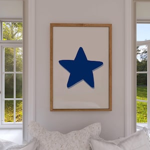Modern Star Poster | Blue Graphic Print | Instant Digital Download