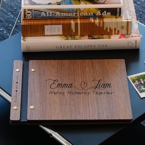 Hochzeitsgästebuch, Holzgästebuch, Photobooth-Gästebuch, Erinnerung zusammen machen, personalisiertes Fotoalbum, Hochzeitsalbum aus Holz