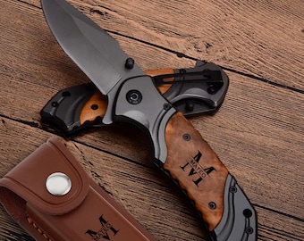 Custom Engraved Camping Pocket Knife, Personalized Outdoor Gift for Dad, Husband, Boyfriend, Hikers & Campers, Happy Fourth of July Gift.