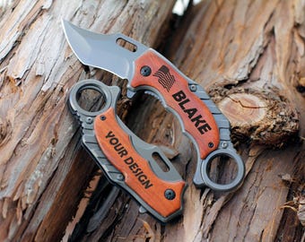 Engraved Custom Pocket Knife for Him, Birthday Gift for Husband, Hunting, Boyfriend Outdoor Gift