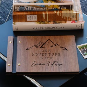 Adventure Book Scrapbook Valentines Scrapbook Gift for Him and Her Adventure Album Valentines Gift Wooden Album for Memories