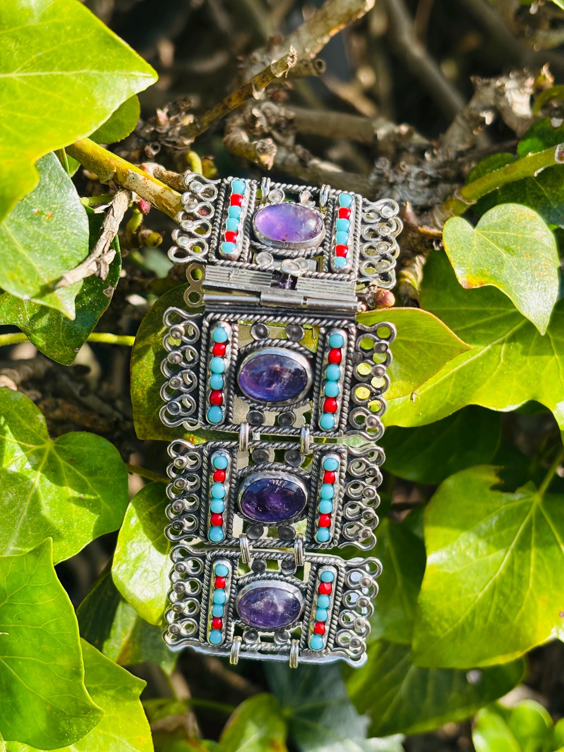 【正規品質保証】 Vintage Mexican Silver Amethyst Bracelet - Etsy アクセサリー