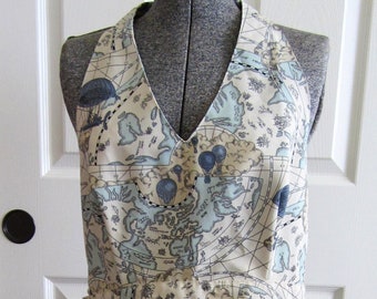 JAL YOSHIE INABA *Reduced Price* Halter Bib Apron with World Geography Map