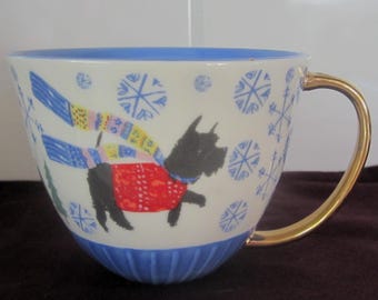 Anthropologie Cup Mug EMILY ISABELLA Christmas Scottie Dog