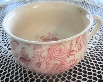 CHARLOTTE CHAMBER POT Pink/Red Royal Crownford Ironstone Made in England