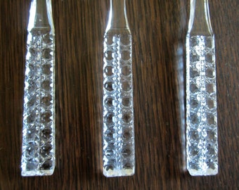 Vintage Crystal Glass Salad Servers Spoon and 2 Forks Textured Handles NOT WEXFORD