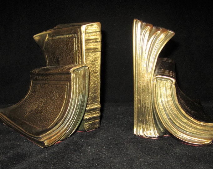 BOOKENDS Philadelphia Mfg Co Heavy Brass Bookends Library Etsy