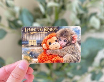 Brave Monkey Hugging Plush Credit Card Skin (3.37x2.125")