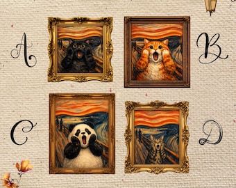 Imán divertido de gato gritando, mini imán artístico para nevera, set o individual, regalo