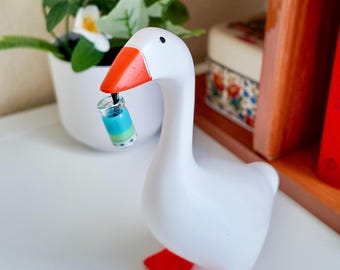 Juego de colgantes de pico de ganso para escritorio, accesorio de metal en miniatura para bebidas boba, juguete de decoración de oficina.