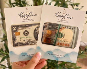 Dollar Bill Credit Card Skin, 2 Dollars and 100 Dollars Money Wrap, Vinyl Card Sticker