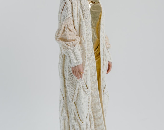 Featured listing image: Alpaca long cardigan jacket - lightness of fragments and the strength of mountains