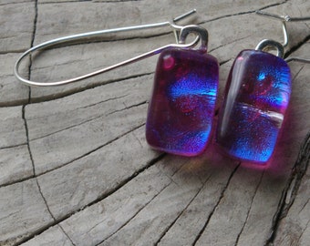 pretty in pink fused dichroic glass earrings