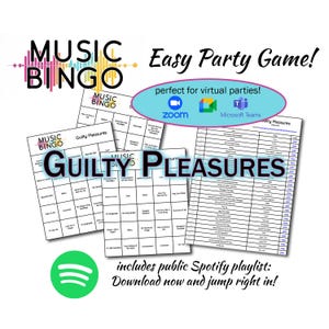 Guilty Pleasures Musik Bingo - Virtuelles Party Spiel - 30 Einzigartige Karten - Steampunk Playlist - Einfach zu Spielen