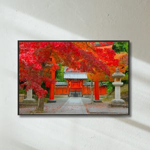 Japan-Druck, Japanischer Schrein, Kyoto-Tempel Poster, Herbstlaub Foto, Rotahorn Kunst, Reise-Dekor, Digitaldruck, Japan Poster