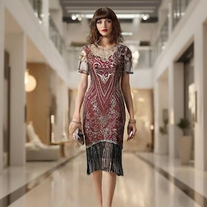 1920s Flapper Gatsby Dress, Vintage Downton Abbey Dress, Art Deco Retro Evening Dress, Elegant Gatsby Dress, Roaring 20s Flapper Dress