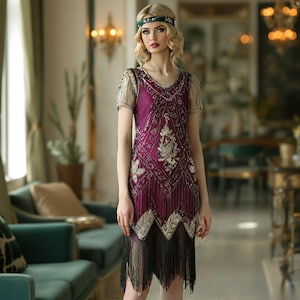 1920s Sequin Fringe Flapper Dress: Vintage Gatsby Party Costume