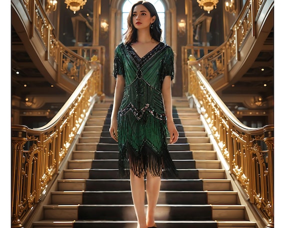 1920s Flapper Dress: Vintage Art Deco Evening Gown