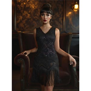 1920s Flapper Gatsby Dress, Vintage Party Dress, Retro Evening Gown, Gatsby Flapper Dress,  Art Deco Inspired Downton Abbey Dress