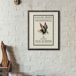 Sailor Jerry Eagle Tattoo Art Print: Vintage Americana Poster