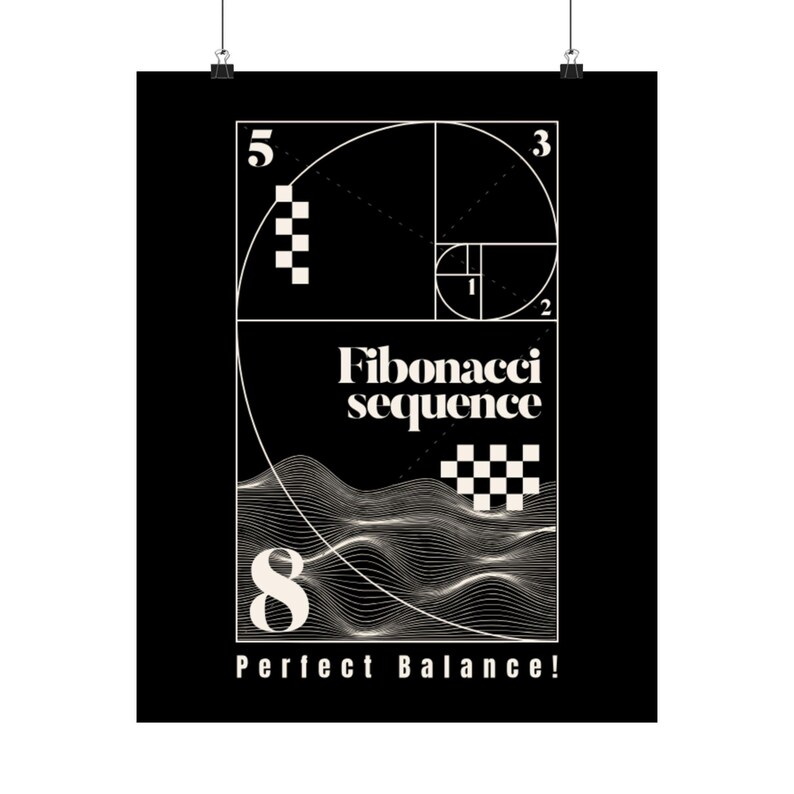 Pinniomal Math Fibonacci Sequence Poster | Golden Ratio | Geometry Print |minimal Math ...