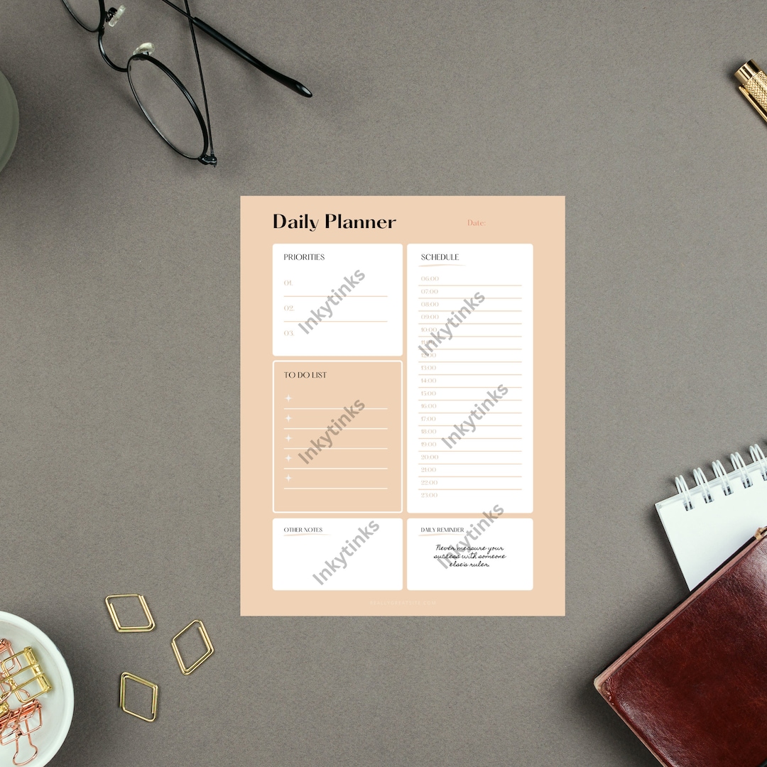 Printable Daily Planner Page Instant Download PDF Printable Planner to ...