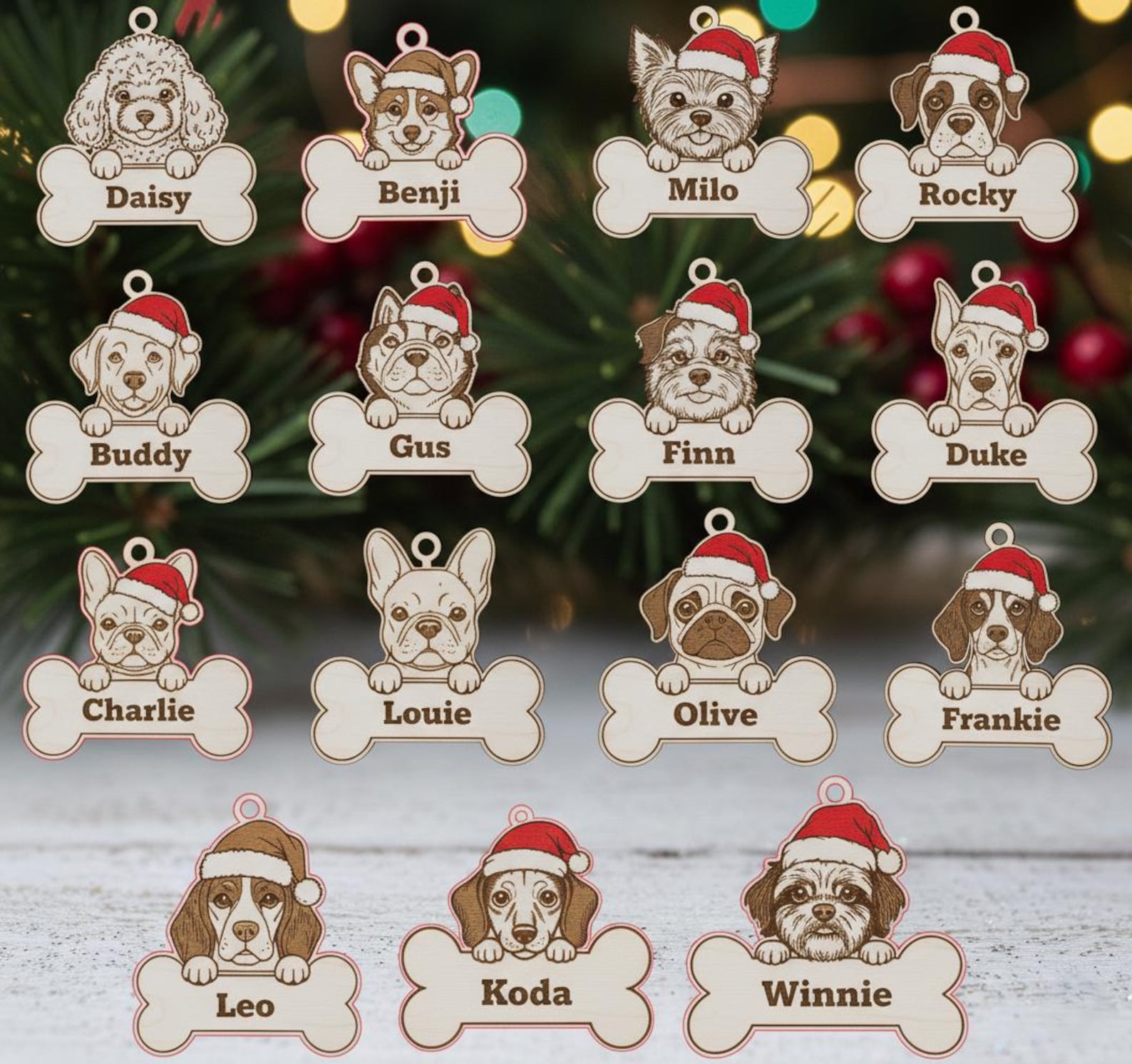 Dog Breed Christmas Ornament SVG Bundle – Personalized Pet Keychain ...