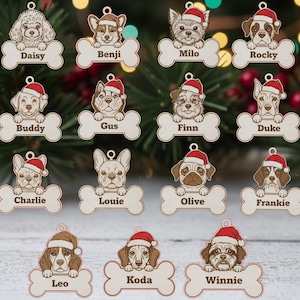 Dog Breed Christmas Ornament SVG Bundle – Personalized Pet Keychain (Laser Cut File)
