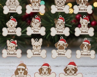 Dog Breed Christmas Ornament SVG Bundle – Personalized Pet Keychain (Laser Cut File)