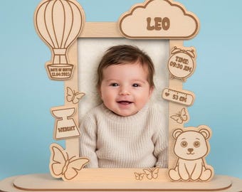 Laser-Schnitt-Baby-Foto-Rahmen SVG DXF - Geburts-Statistiken-Andenken