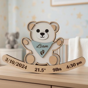 Rocking Bear Baby Announcement Sign Laser Cut File (SVG DXF PDF)