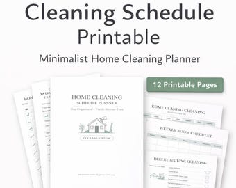 Cleaning Schedule Printable, House Cleaning Planner, Weekly Cleaning Checklist, Minimalist Home Organization, Daily Monthly Cleaning Bundle