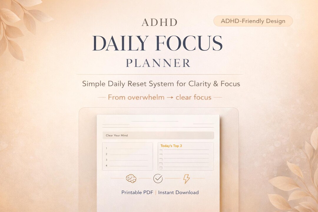 ADHD Daily Focus Planner Printable | Daily Reset Planner PDF for ...