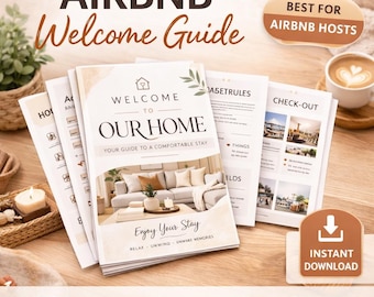 Airbnb Welcome Guide Printable A4 PDF, Vacation Rental Welcome Book, Airbnb Host Binder, House Rules Guest Book, Short Term Rental Guide