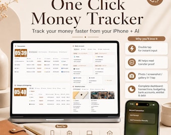 One Click Money Tracker Notion Template (iPhone Shortcut)