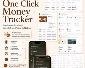 One Click Money Tracker Notion-sjabloon (iPhone-snelkoppeling)