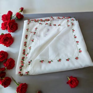 Handmade Needle Lace Scarf - Timeless Rose Design with Traditional Turkish Elegance Handmade -  Vintage Scarf - Meaningful gift