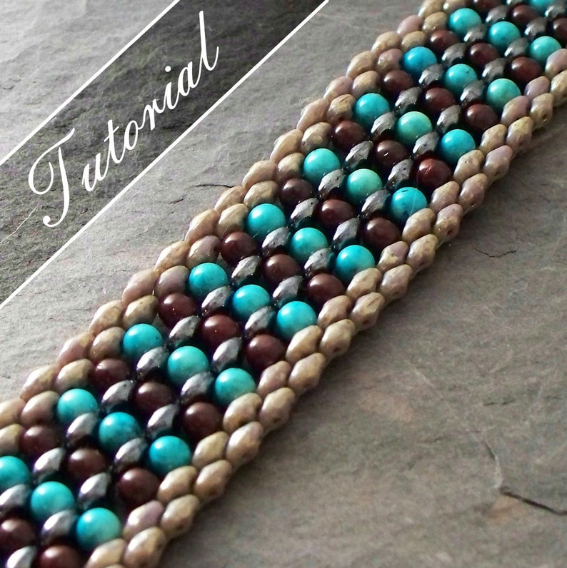Beaded Bracelet Tutorial Super Duo Bead Pattern Step by Step Etsy