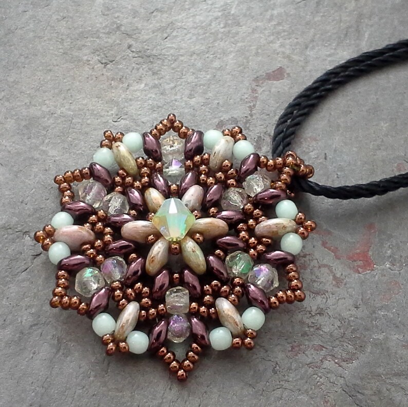 Bead Pattern Beaded Gothic Pendant Tutorial Using 2 Hole Etsy