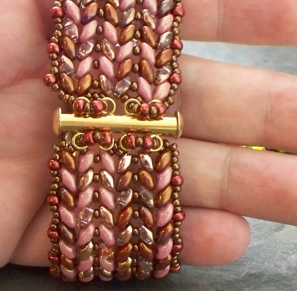 Super Duo Herringbone Beaded Bracelet Tutorial Bead Pattern Etsy
