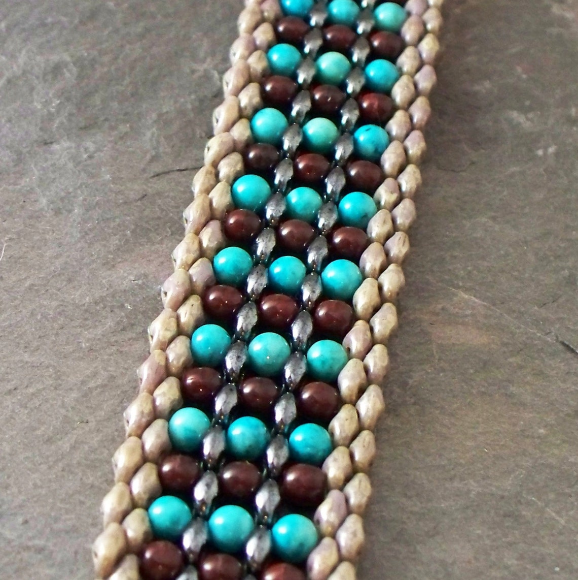 Beaded Bracelet Tutorial Super Duo Bead Pattern Step by Step Etsy