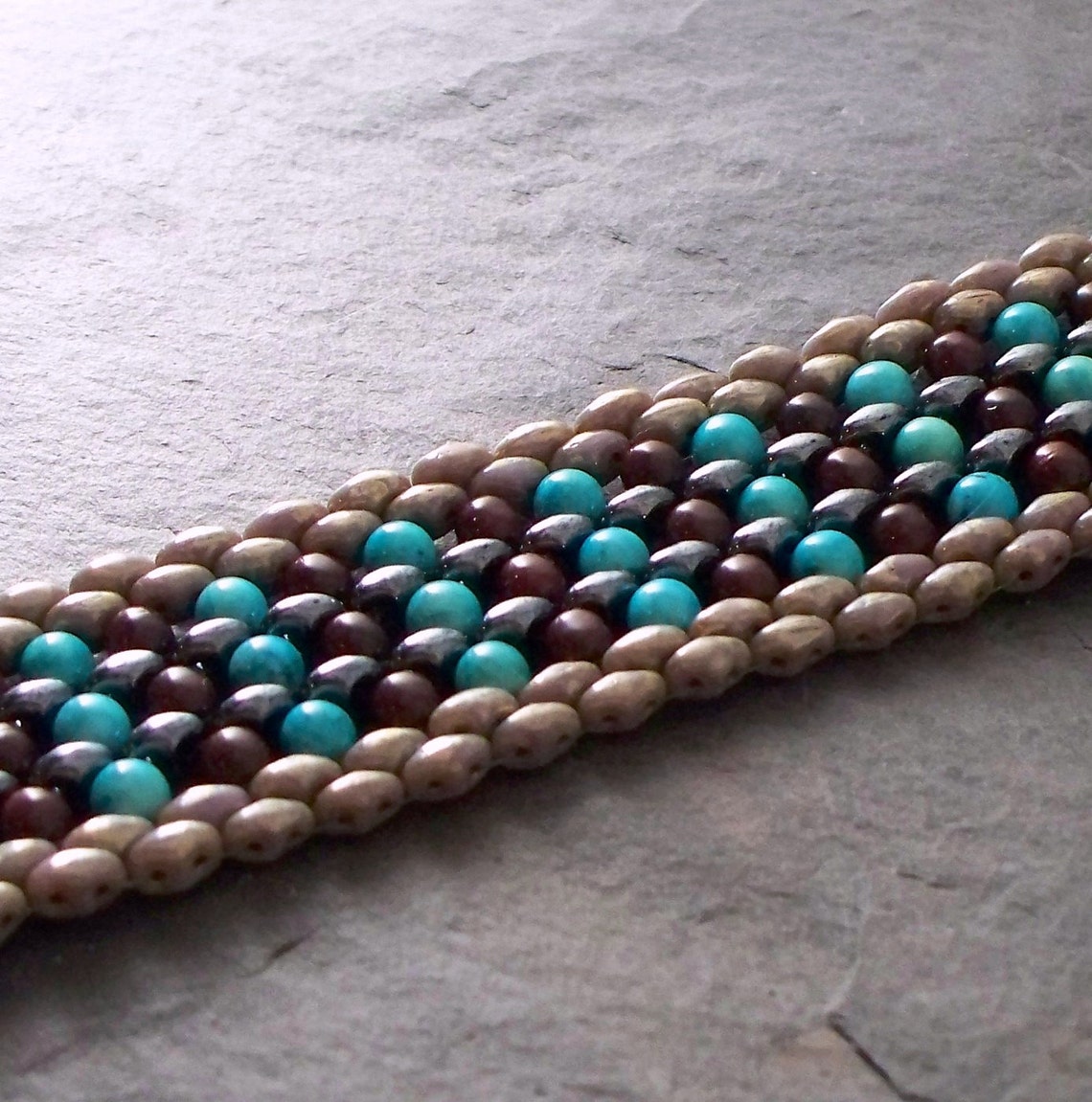 Beaded Bracelet Tutorial Super Duo Bead Pattern Step by Step Etsy