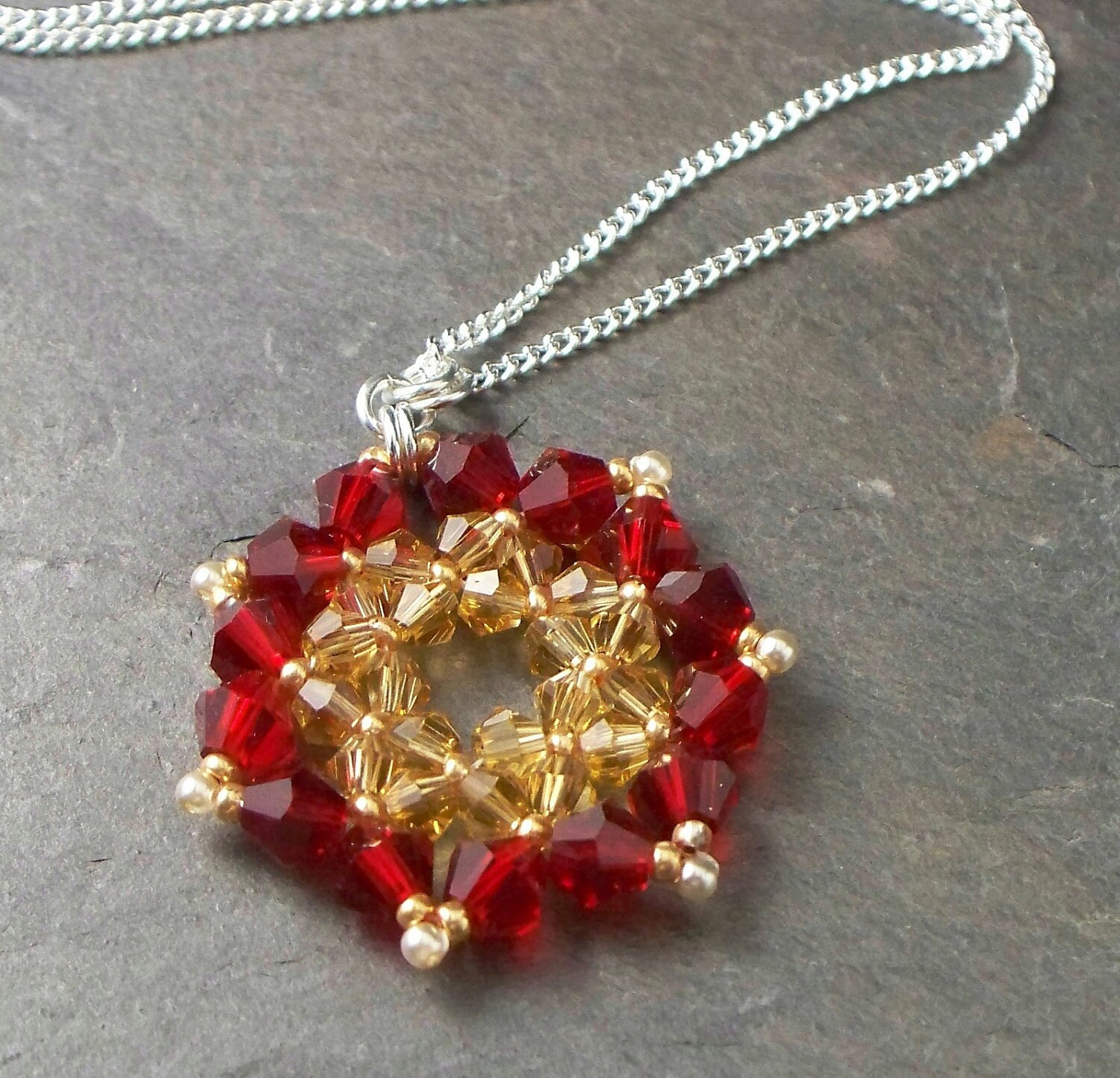Tutorial Crystal Beading Pattern Circle Pendant Wreath Etsy