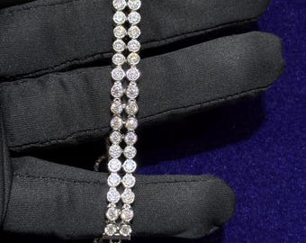 Sterling Silver Moissanite Tennis Bracelet: Adjustable Dainty Jewelry