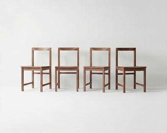 Handcrafted Minimal Wooden Chair Set of 4 | Arche Chair | Solid Oak or Walnut | Ergonomic Dining Chair | Modern Handmade Furniture