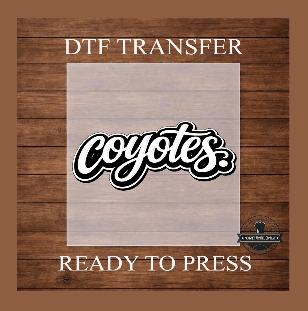 Go Yotes Script Coyotes Script DTF Transfer | Black & White School Mascot | Ready to ...