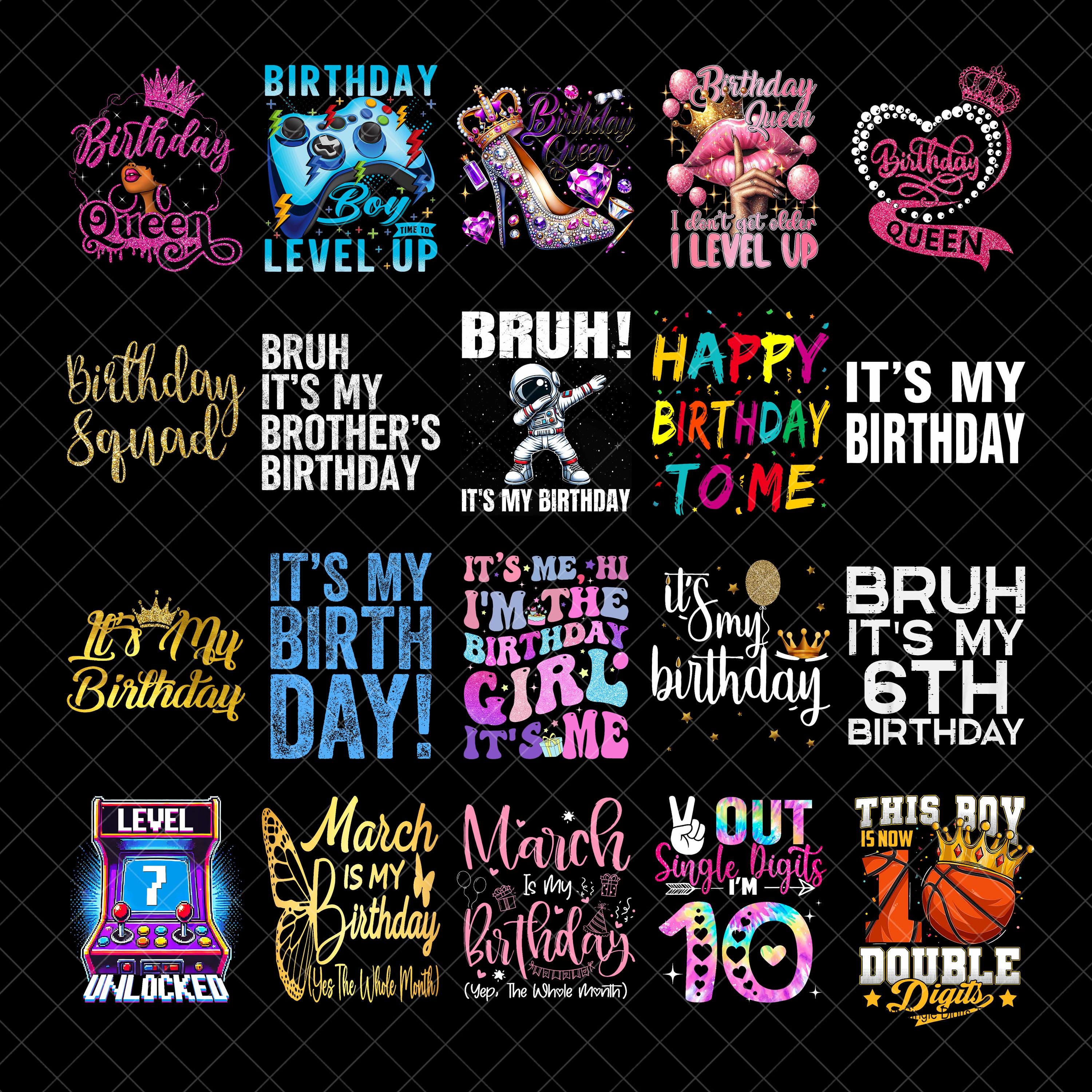 Hap Lettering Happy Birthday Png Bundle Sublimation, Happy Birthday Word Clip Art ...