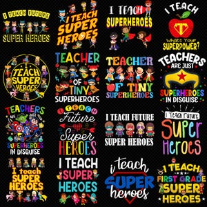 Lehrer Superheld PNG Bundle | Ich unterrichte Superhelden Clipart | Süße Lehrer Wertschätzung Sublimation | Klassenzimmer Digitaler Download