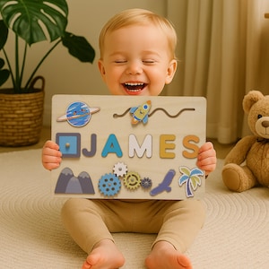 Personalisiertes Namenspuzzle für Baby, individuelles Holzspielzeug, Lerngeschenk für Kleinkinder, Montessori Kleinkind Puzzle, personalisiertes Geschenk für Kinder