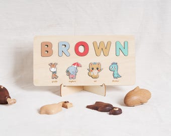Personalized Handmade Baby Name Puzzle, Wooden Name Puzzle For Baby, Nursery Decor, First Birthday Gift, Easter Gifts for Kids